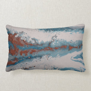 Almofada Lombar Cobre Turquesa Abstrato Azul Moderno Contemporâneo