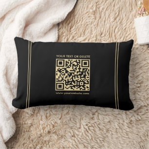 Almofada Lombar Código QR de Modelo preto e Dourado Elegante