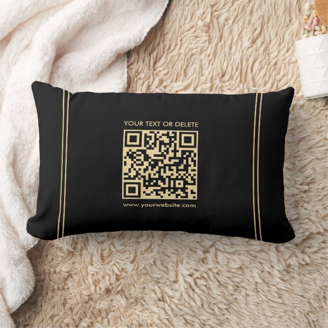 Almofada Lombar Código QR de Modelo preto e Dourado Elegante (Cobertor)