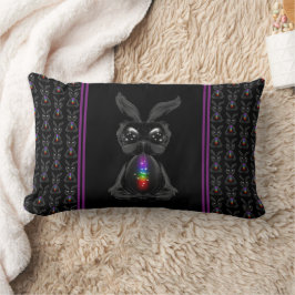 Almofada Lombar Coelho Negro Cinto com Alma Arco-Íris Chakra