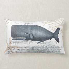 Almofada Lombar Colagem da baleia do beira-mar no marinho e na
