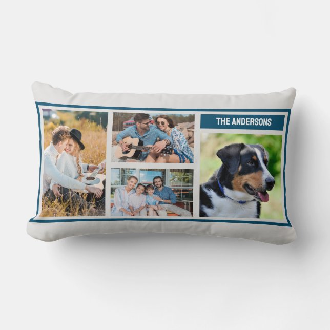 Almofada Lombar Colagem de Fotos Personalizada da Família 4 Simple (Frente)