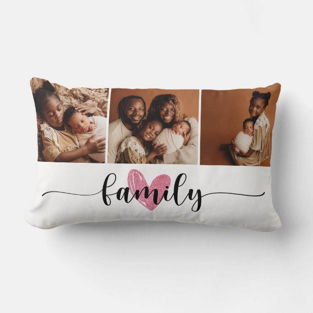 Almofada Lombar Colagem Personalizada de Fotos do Black Script 3 d (Frente)