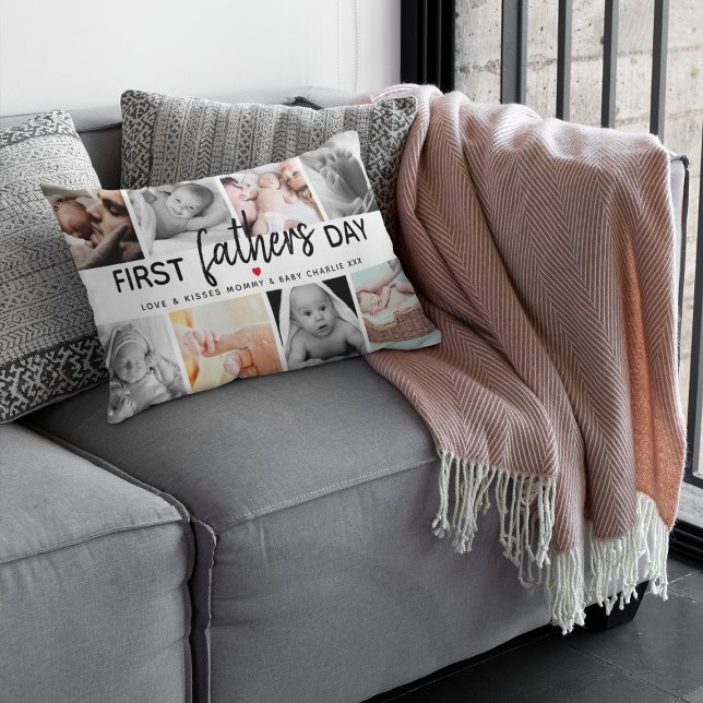 Almofada Lombar Colagem Simples de Imagens do Primeiro Dia de os p (Criador carregado)