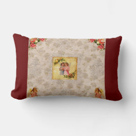 Almofada Lombar Colagem Vintage Retro com rendas e flores