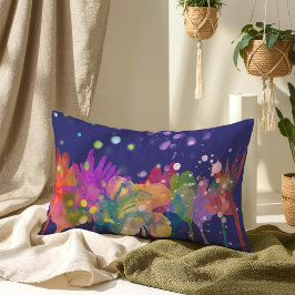 Almofada Lombar Colorful Watercolor Flowers on Blue