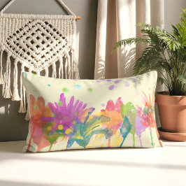Almofada Lombar Colorful Watercolor Flowers on Cream