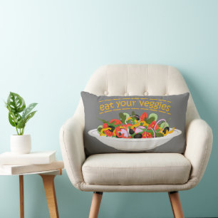 Almofada Lombar Coma seus vegetais Cite salada fresca misturar tig