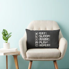 Almofada Lombar Comer Dormir Anime Jogar Repetir Estilo de Vida Ot