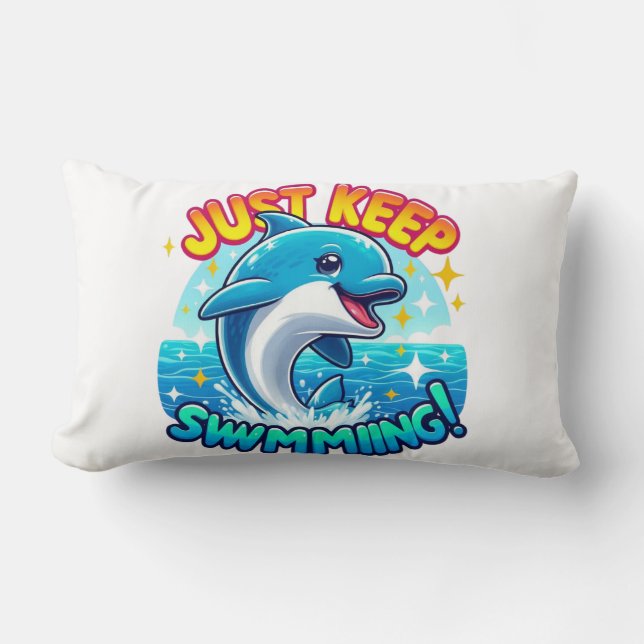 Almofada Lombar Continue nadando golfinho (Frente)