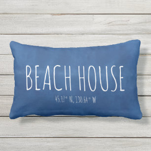 Almofada Lombar Coordenadas Personalizadas da Casa da Praia Azul n