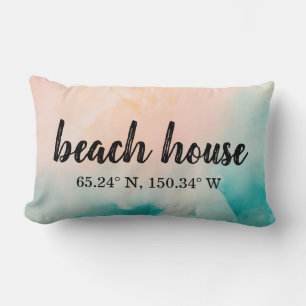 Almofada Lombar Coordenadas Personalizadas da Casa de Praia