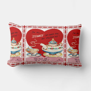 Almofada Lombar Copo e bule de chá retro dos namorados