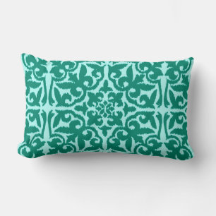 Almofada Lombar cor damasco Ikat - Turquesa e Aqua