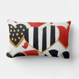 ALMOFADA LOMBAR CORAÇÃO DO NAMORADOS DOURADO BRANCO VERMELHO PRETO