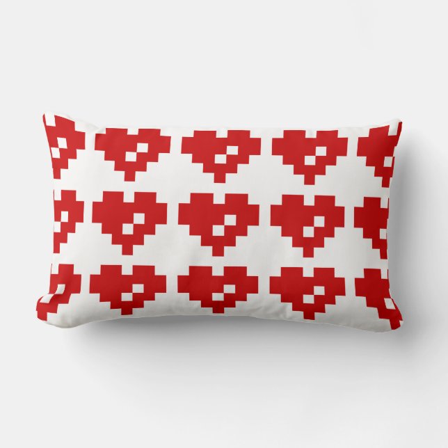 Almofada Lombar Coração Pixel Amor de 8 Bits (Frente)