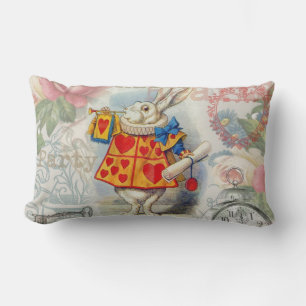 Almofada Lombar Corações do Coelho Branco Alice Clássico