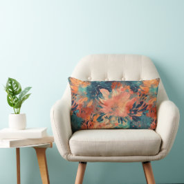Almofada Lombar Coral Brilhante e Abstrato Teal