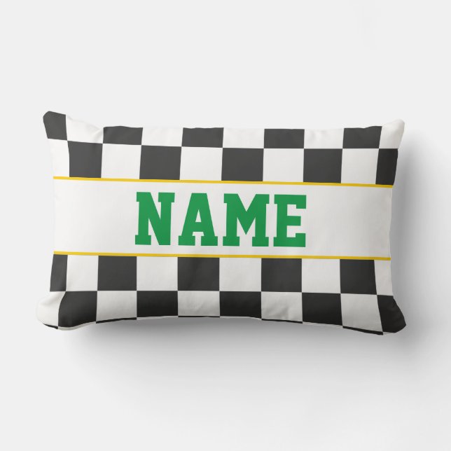 Almofada Lombar Cores Escolares do NOME do Ventilador do Checkerbo (Frente)