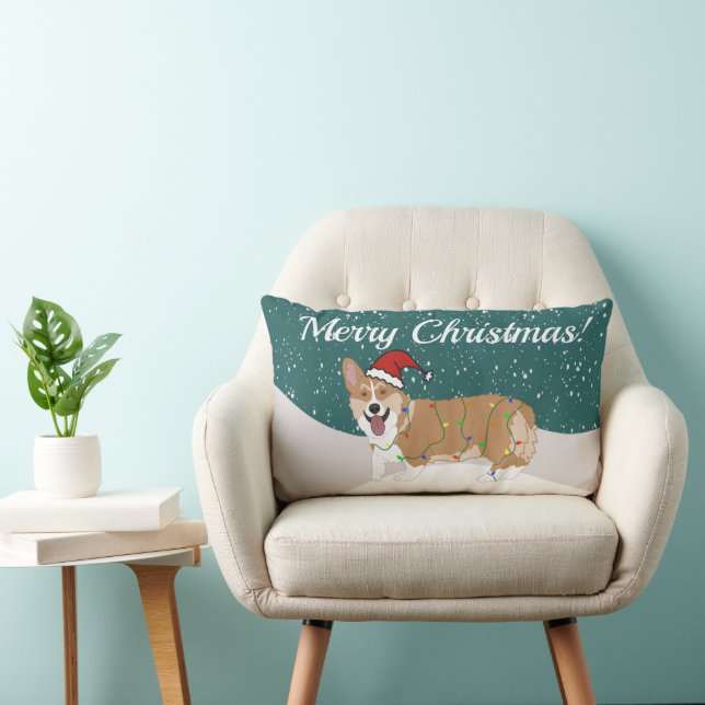 Almofada Lombar Corgi de Natal Bonito (Cadeira)