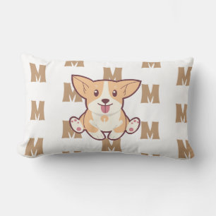 Almofada Lombar Corgi de padrão monograma