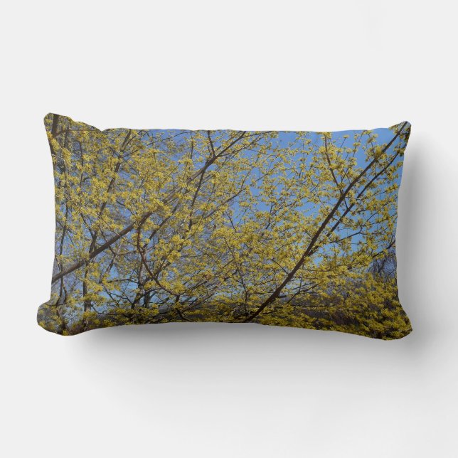 Almofada Lombar Cornelian Cherry Dogwood e Blue Sky Floral (Frente)