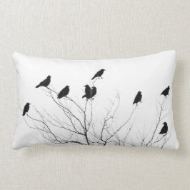 Almofada Lombar Corvos-Abstrato, Pretos E Brancos