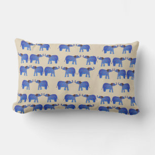 Almofada Lombar Coxim lombar do humor do elefante, elefante azul