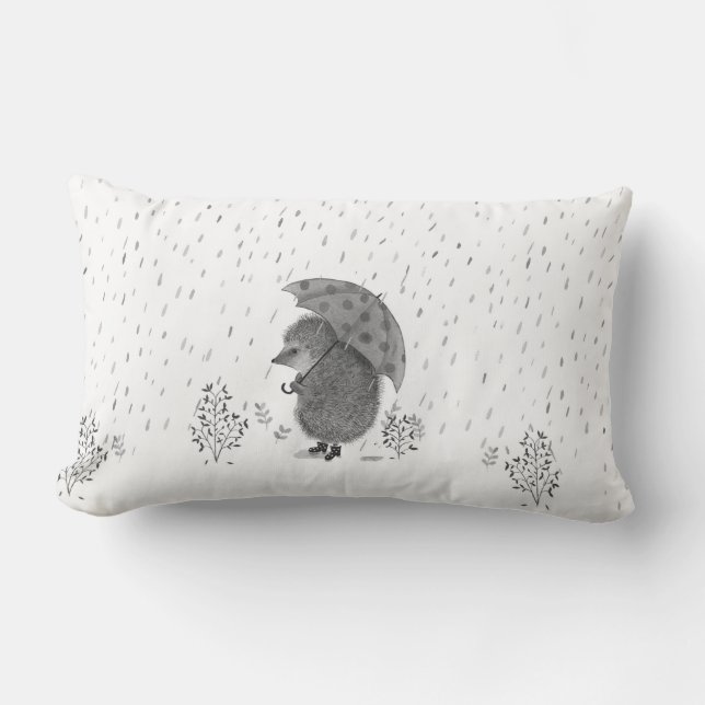Almofada Lombar Cozinha Aquarela Porco Chuva Dia Quente (Frente)