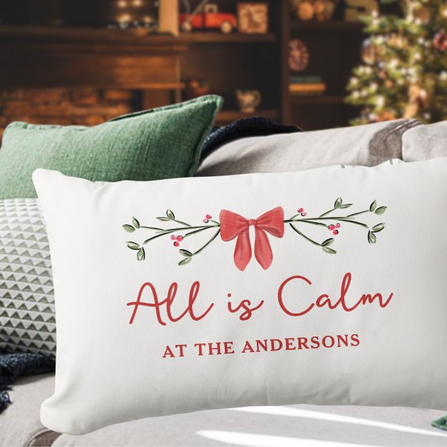 Almofada Lombar Cozy "All is Calm" Férias de Natal Personalizadas (Criador carregado)