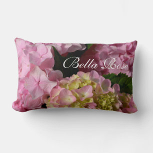 Almofada Lombar Creme cor-de-rosa Hydrangeas amarelas cor-de-rosa 