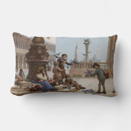 Almofada Lombar Crianças alimentando pombos em Veneza (por Paolett