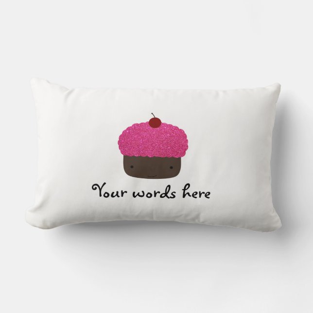 Almofada Lombar Cupcake cor-de-rosa do brilho (Frente)