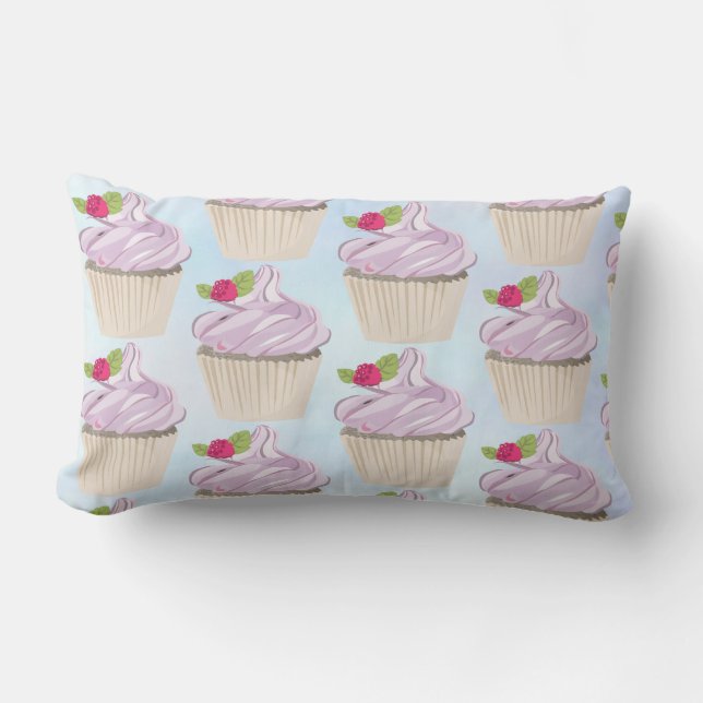 Almofada Lombar Cupcake rosa delicioso Berry no topo (Frente)