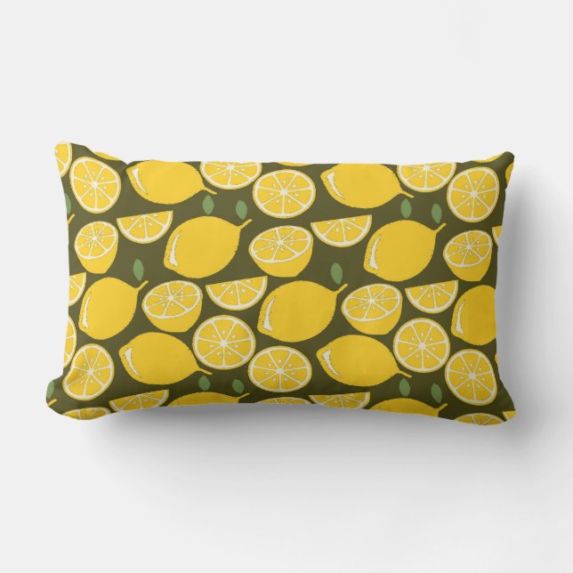 Almofada Lombar Curta Diversão Moderna de Lemon Yellow (Frente)