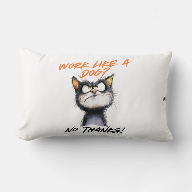 Almofada Lombar Cushion de citação de Gato Engraçado em Texto Negr (Frente)