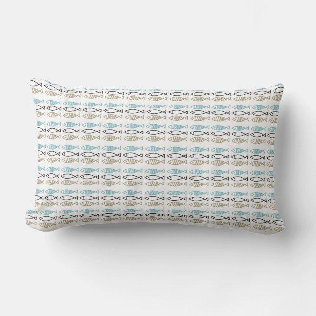 Almofada Lombar Cushions de madeira - Peixe-Padrão Escandinavo (Frente)