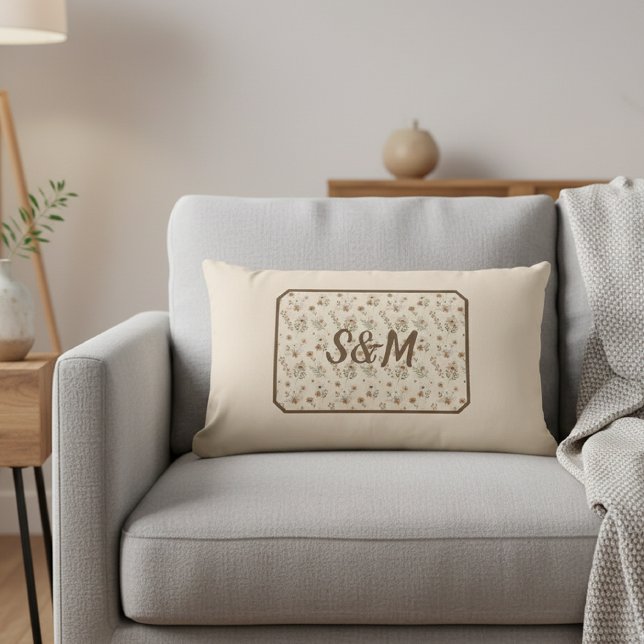 Almofada Lombar Customized initial decorative pillow, Botanical  (Criador carregado)