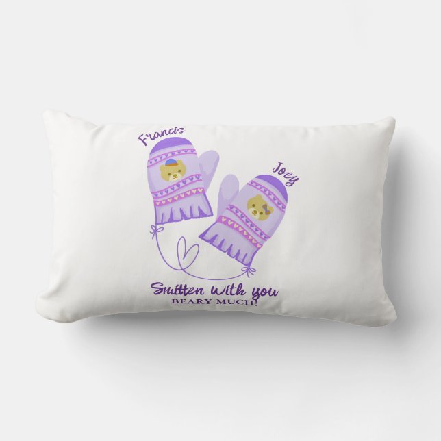 Almofada Lombar Cute Bear Mittens Personalized Lovers Throw Pillow (Frente)