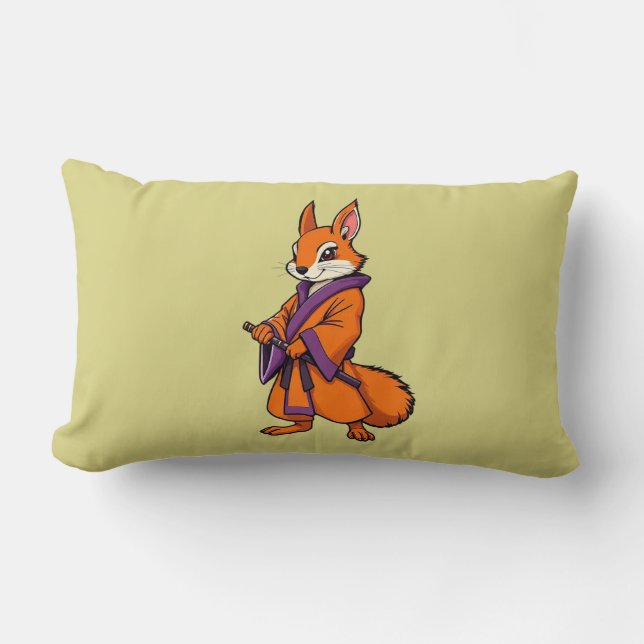Almofada Lombar Cute Japanese Samurai Squirrel (Frente)
