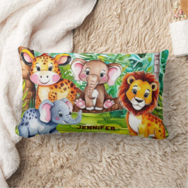 Almofada Lombar Cute Kids Safari Selva Animal Personalizado Nome