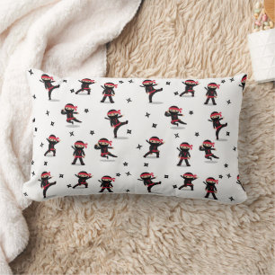 Almofada Lombar Cute Ninja Warrior Kids Preto e Vermelho