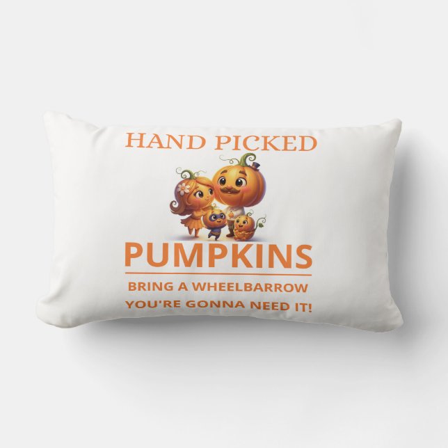 Almofada Lombar Cute Pumpkin Patch Kids Hand Picked Pumpkins Throw (Frente)