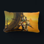 Almofada Lombar CYBORG TITAN,DESERT HYPERION Science Ficfi<br><div class="desc">Imagem de ficção artística e brilhante em cores amarela,  verde,  castanha,  branca. Titan cyborg da Hyperion com sua vibrante carapaça metálica cromada refletiva em um ambiente surreal com pirâmides,  sol quente,  deserto semelhante a uma paisagem egípcia,  quadro de animação do filme 3D Hyperion World .Baldesign3d (c)</div>