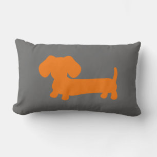 Almofada Lombar Dachshund alaranjado na obscuridade - cinza
