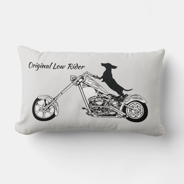 Almofada Lombar Dachshund Chopper Motorcycle Rider (Frente)
