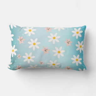 Almofada Lombar Daisy Lily flower Patterno sobre o binário do mar