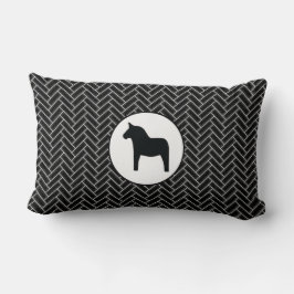 Almofada Lombar Dala Horse Black White Herringbone Travesseiro dec