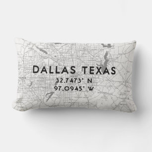 Almofada Lombar Dallas Texas Personalizado Mapeia White e Cinzas P