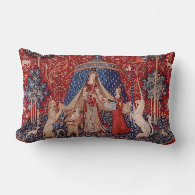 Almofada Lombar Dama e Unicórnio do Desejo da Teoria Medieval (Frente)